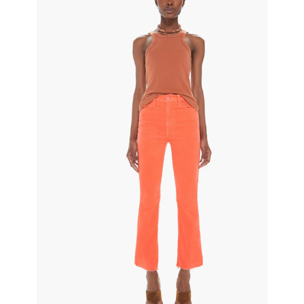 Mother Denim Hustler Ankle Fray In Coral Sz 25